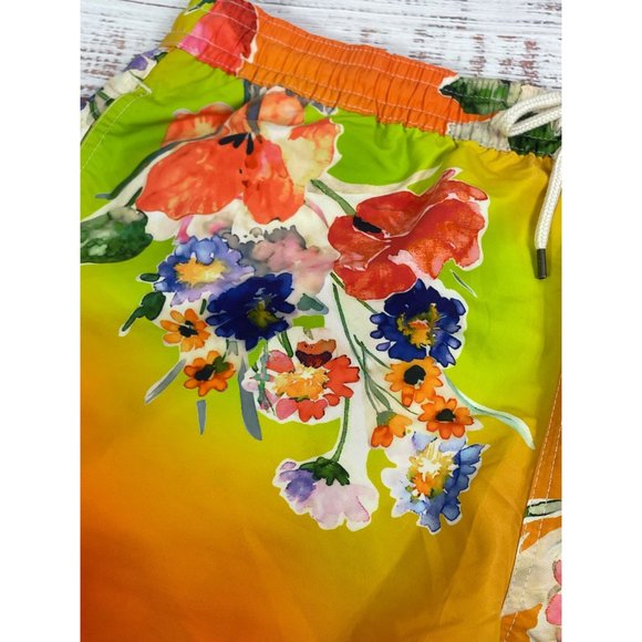 Mens POLO RALPH LAUREN Orange Floral Bright Swim Trunks sz XL  Excellent Cond! - Picture 2 of 6